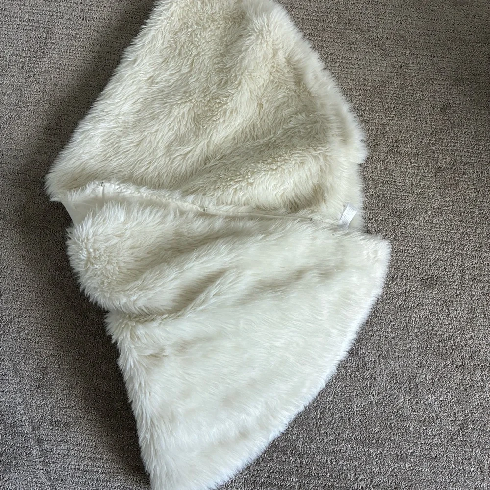 West Elm Ivory Faux Fur Christmas Tree Skirt
